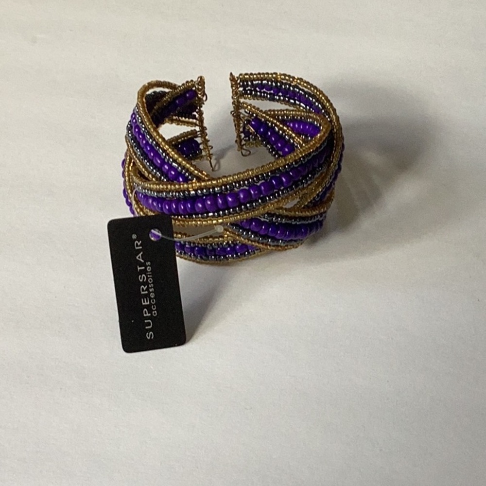 Purple and Gold beaded bracelet!